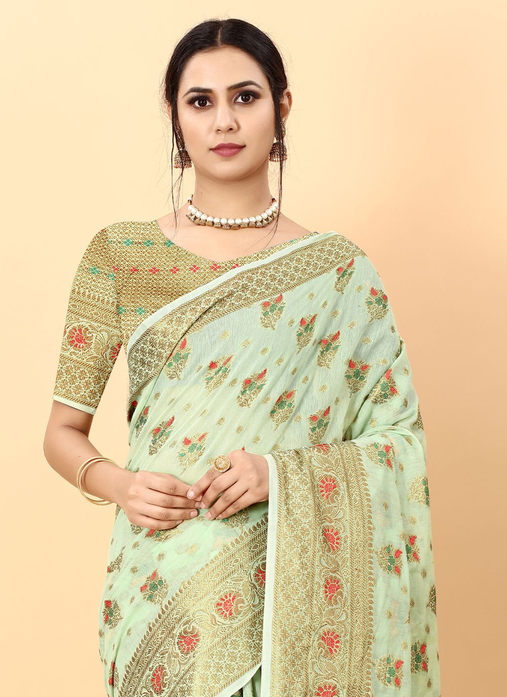 Classic Weaving Zari Cotton Silk Saree - S1597