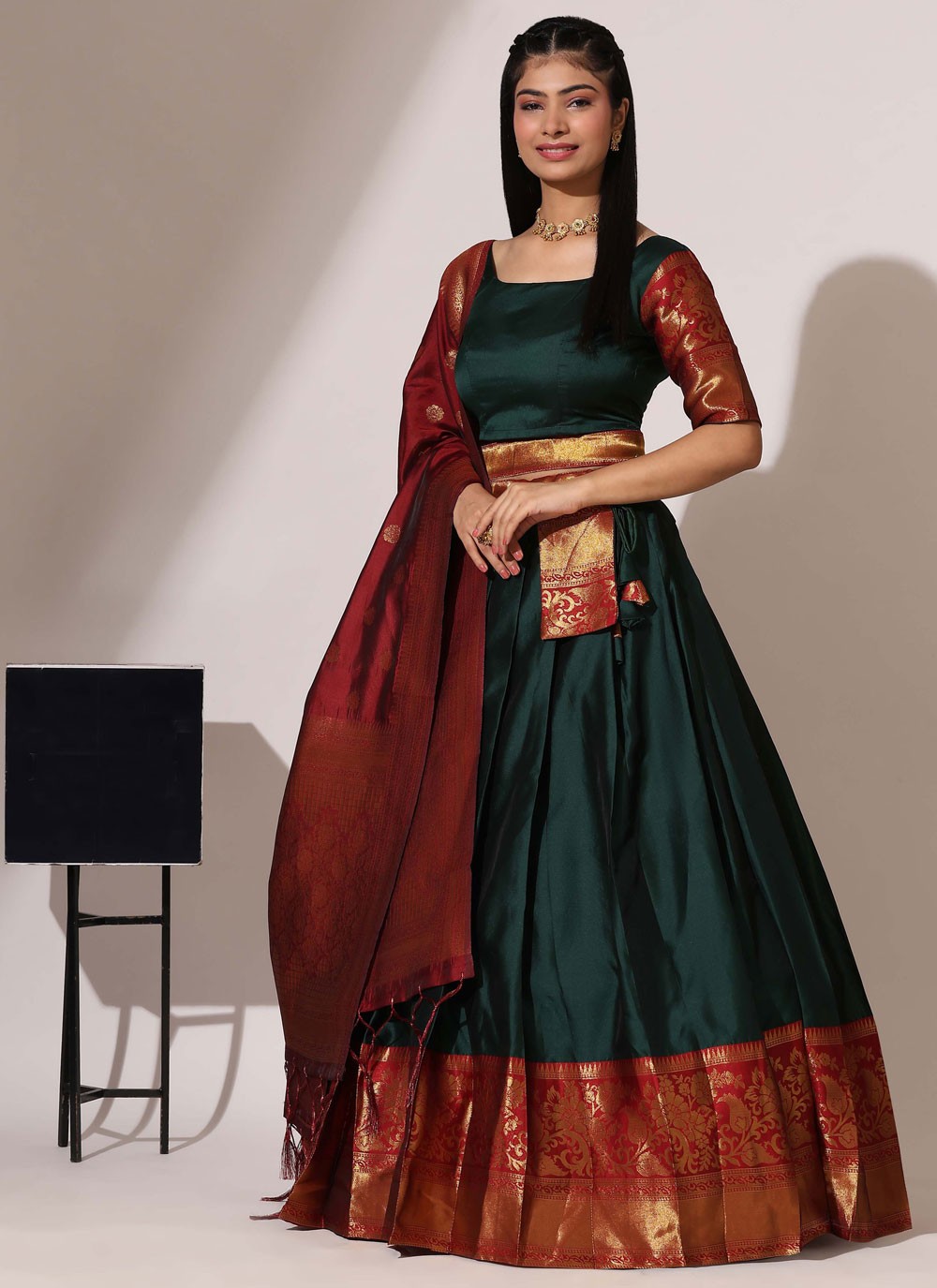 Weaving Zari Silk A - Line Lehenga - L2974