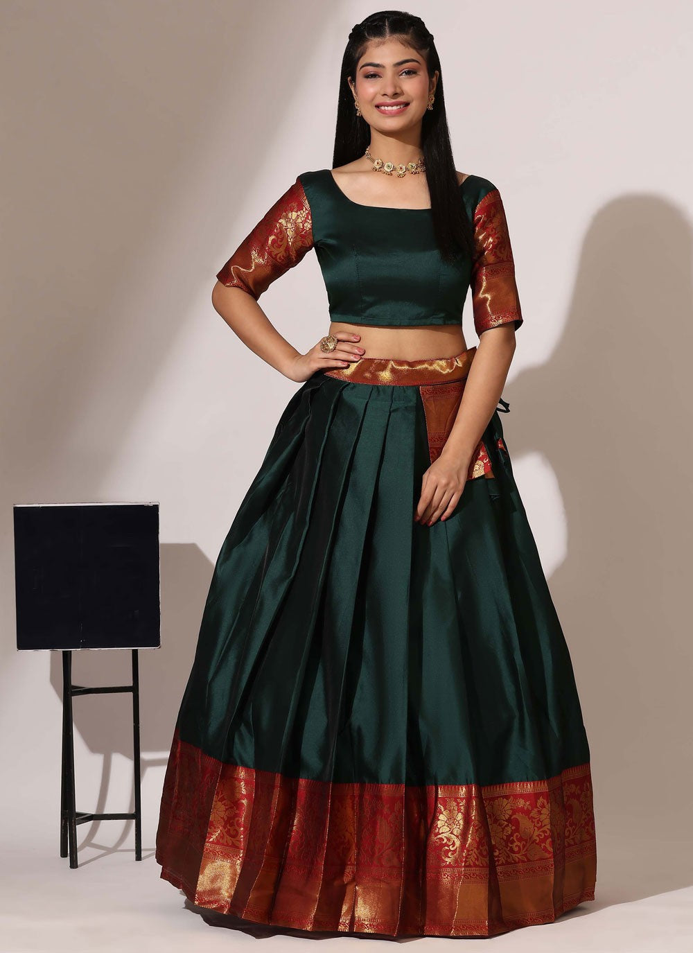 Weaving Zari Silk A - Line Lehenga - L2974