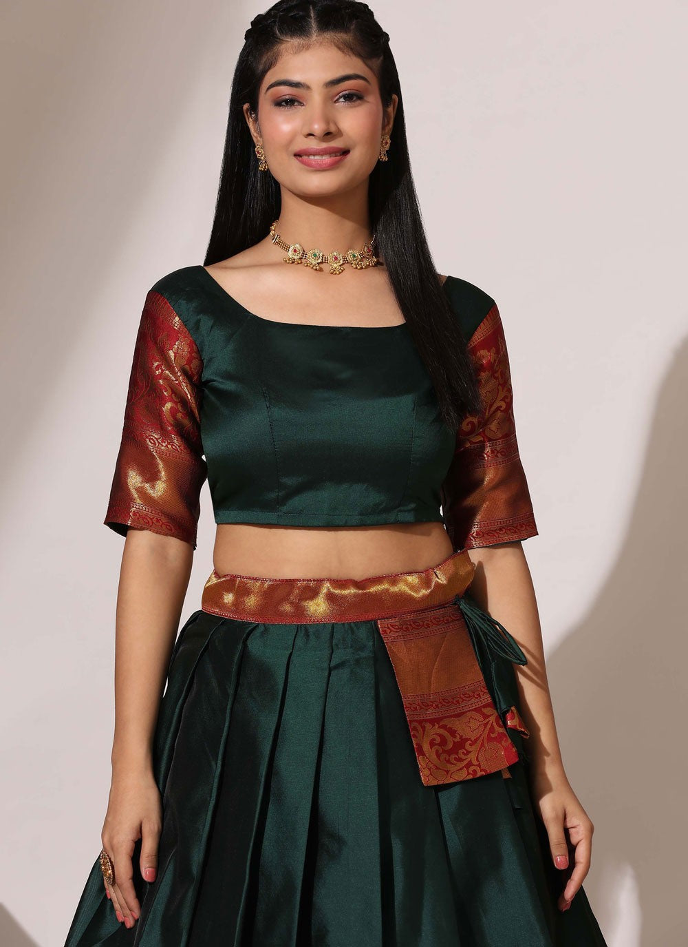 Weaving Zari Silk A - Line Lehenga - L2974