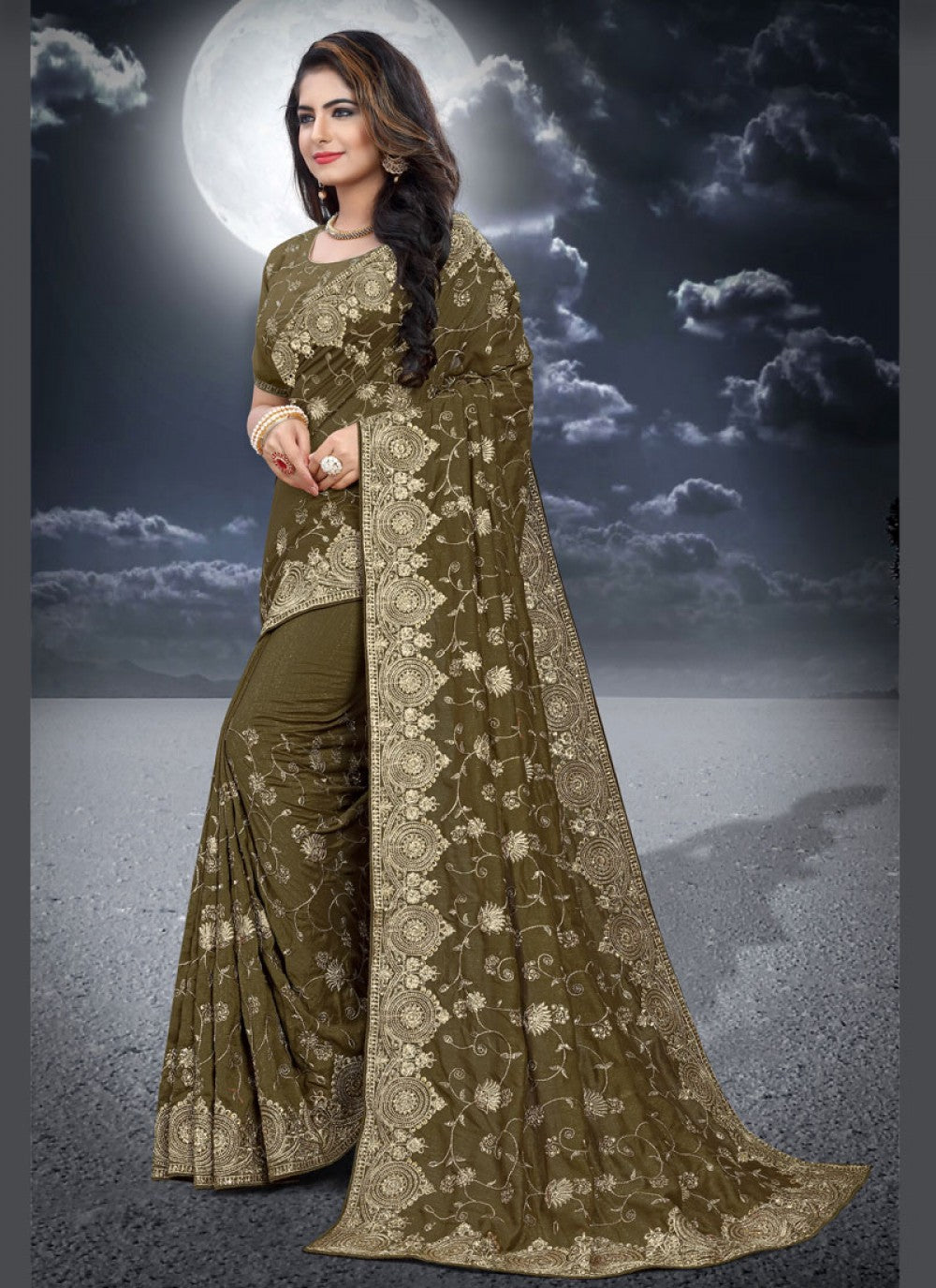 Classic Embroidered Silk Saree - S0282