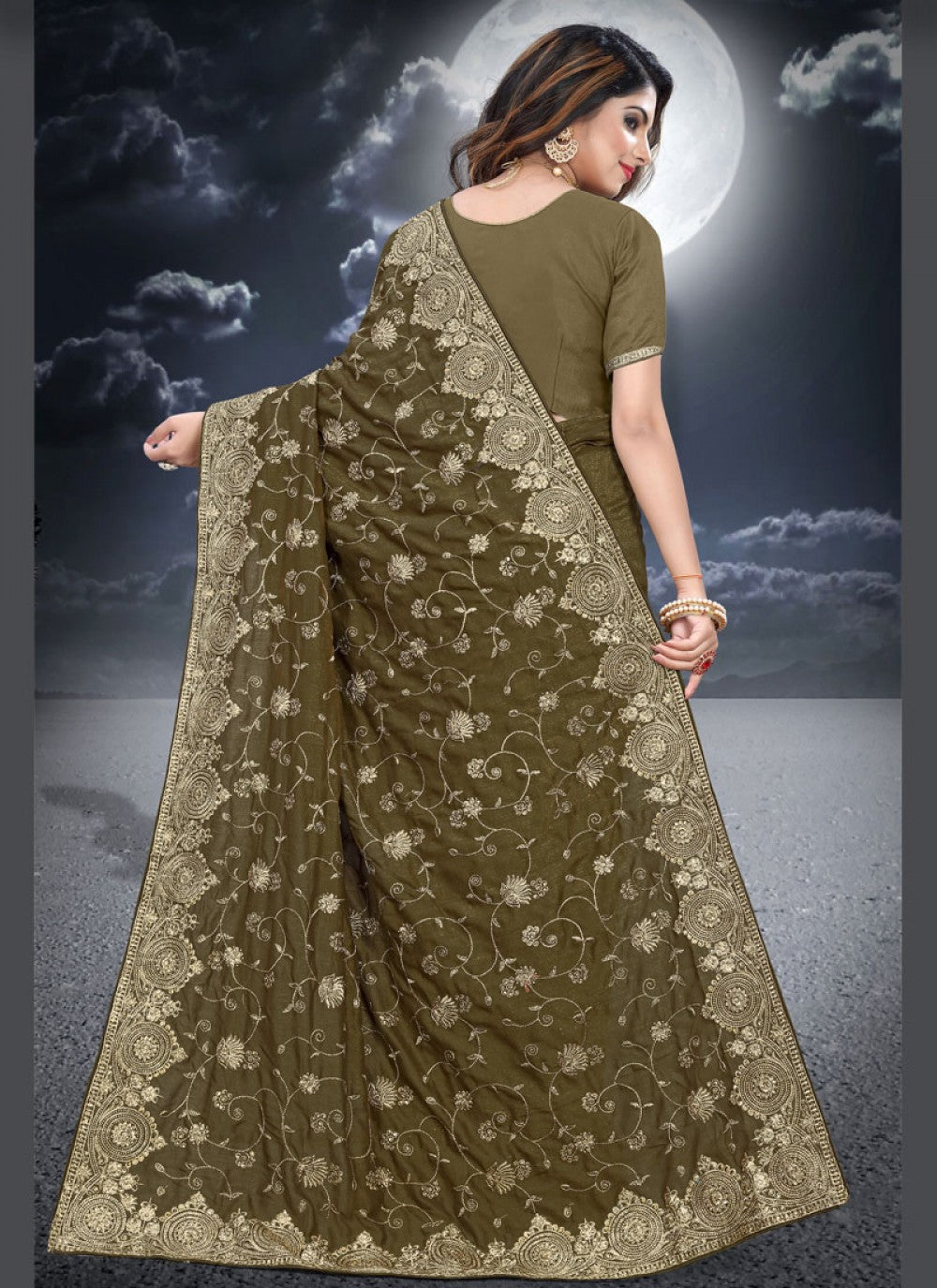 Classic Embroidered Silk Saree - S0282