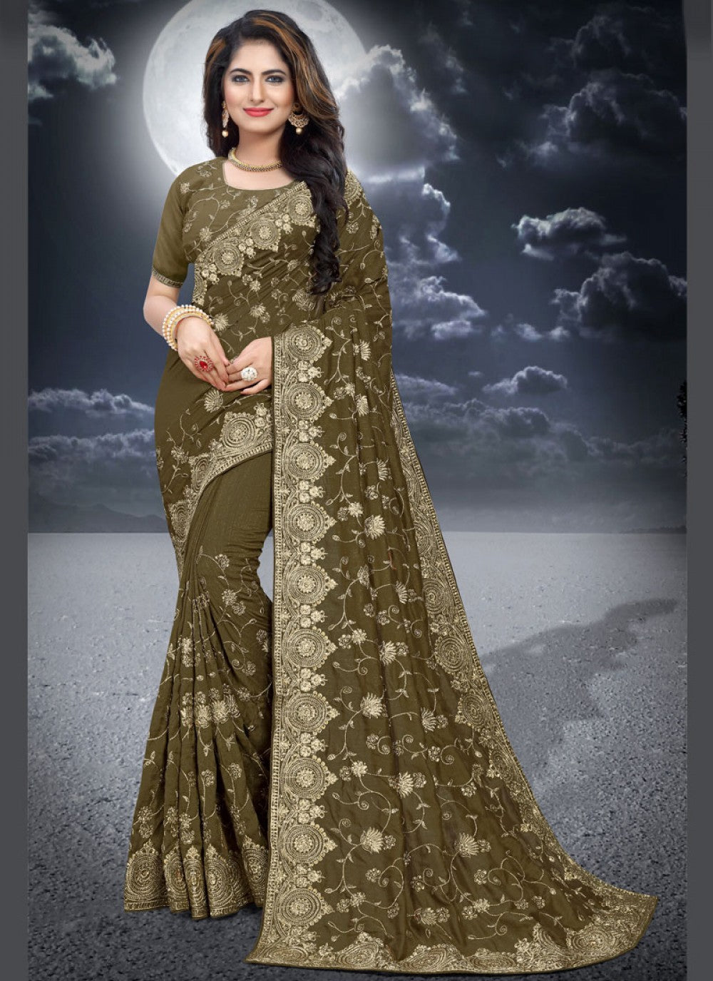 Classic Embroidered Silk Saree - S0282