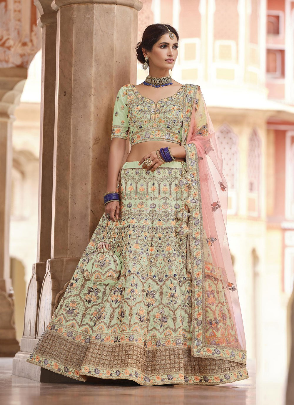 Mirror Art Silk A - Line Lehenga - L0386