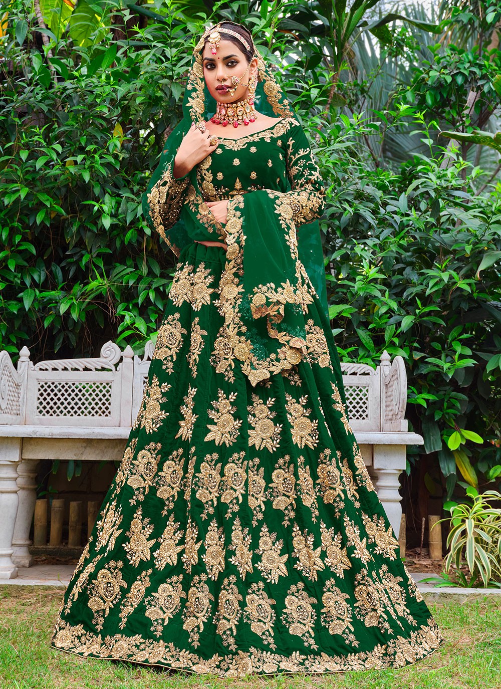 Dori Work Velvet A - Line Lehenga - L0886