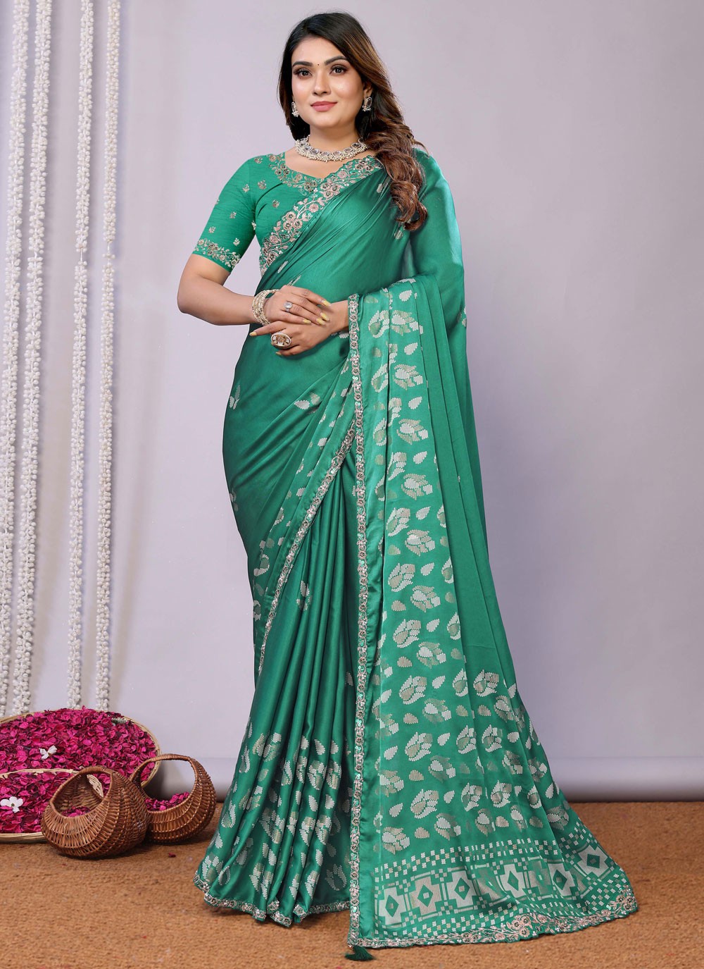 Classic Embroidered Tussar Silk Pink Saree - S10707