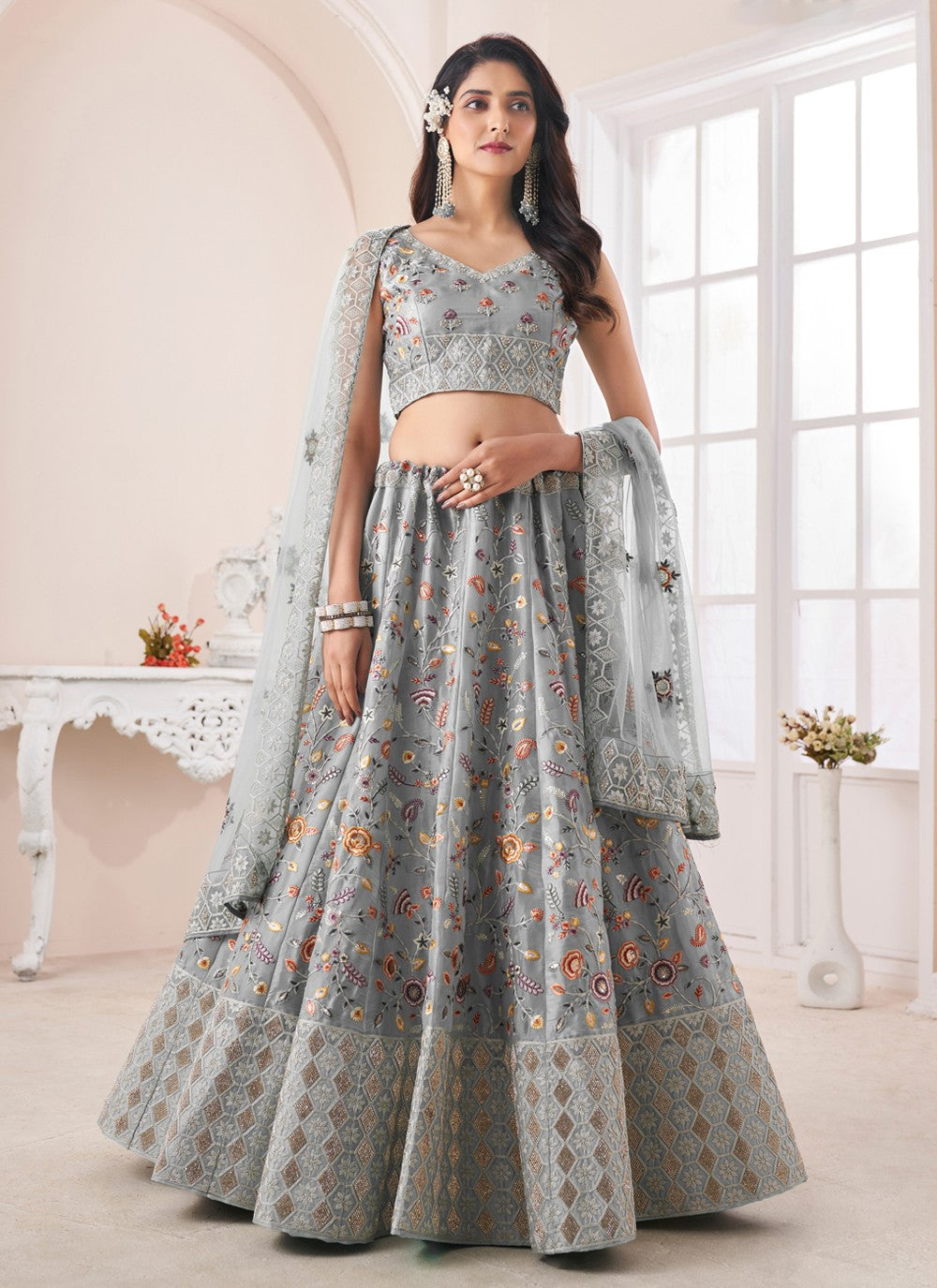 Dori Work Art Silk A - Line Lehenga - L1161