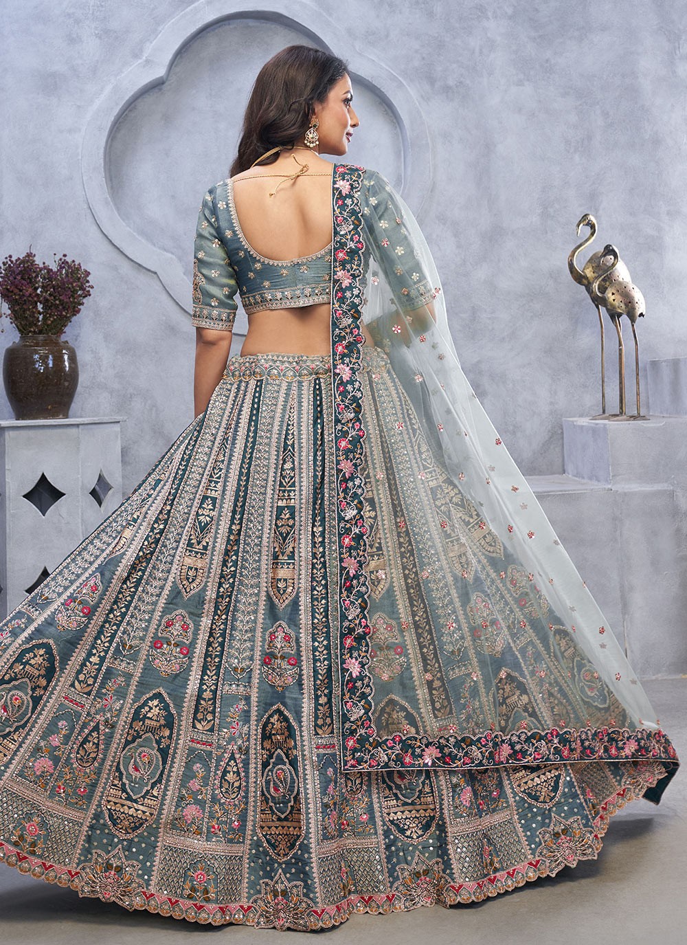 Embroidered Organza, Silk Lehenga - L3112