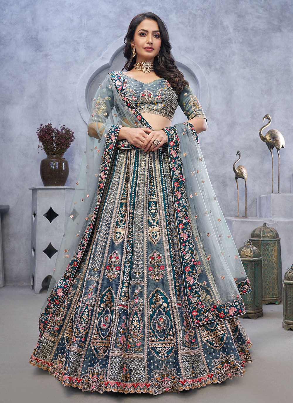 Embroidered Organza, Silk Lehenga - L3112