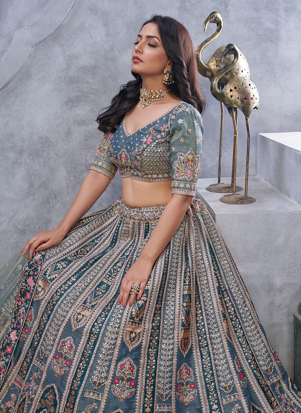 Embroidered Organza, Silk Lehenga - L3112