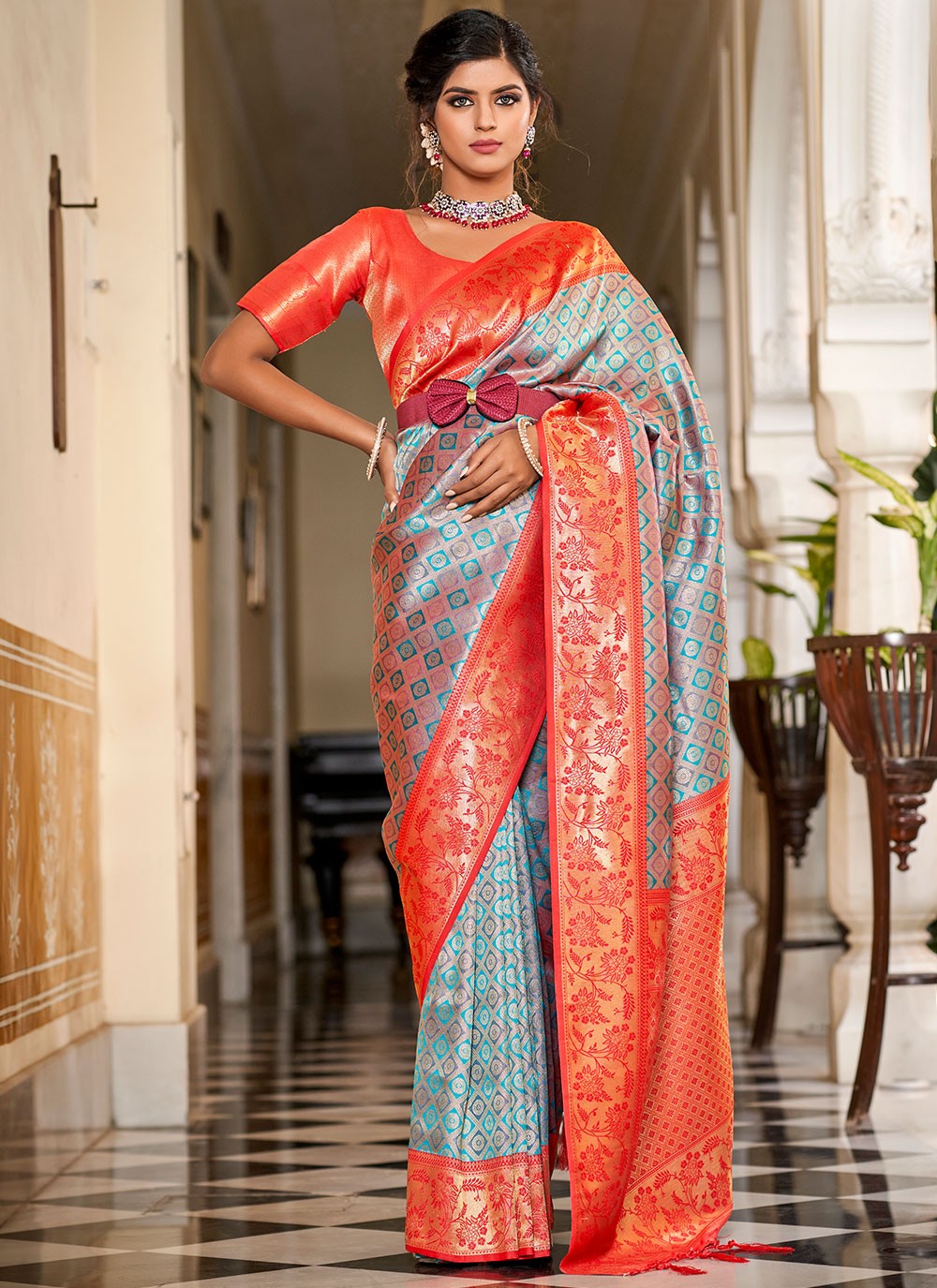 Contemporary Jacquard Work Banarasi Silk Saree - S2563