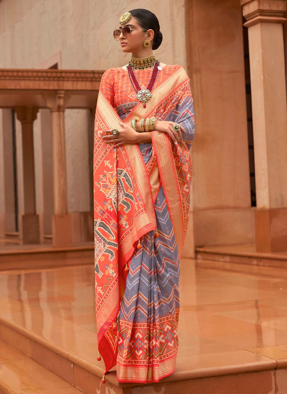 Saree Border Work Patola Silk Saree - S2487