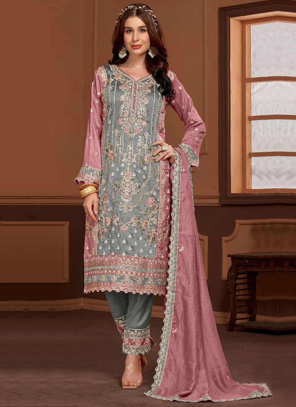 Vichitra Silk Salwar Suit - T4006