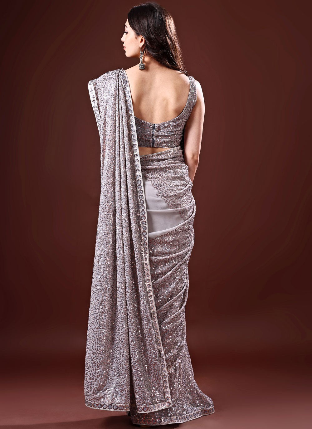 Classic Sequins Georgette Saree - S8734