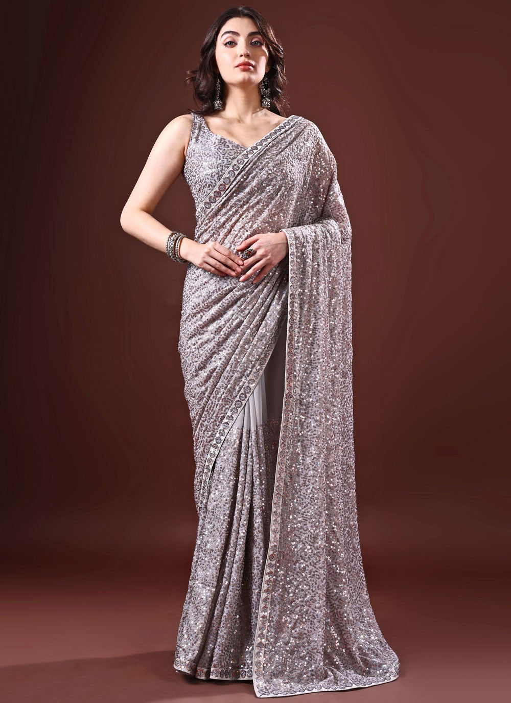 Classic Sequins Georgette Saree - S8734