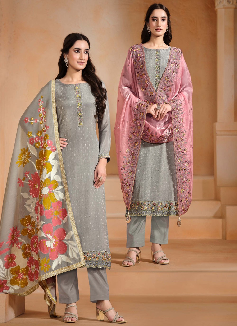 Chiffon, Chinon Salwar Suit - T4110