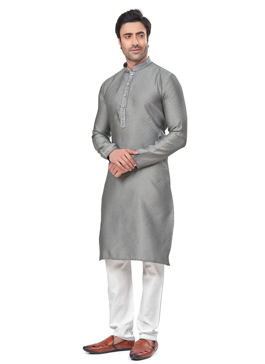 Mirror Jacquard Grey Kurta Pyjama - M8492