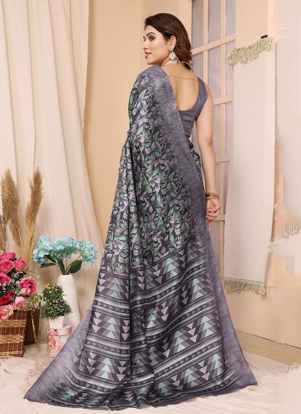 Classic Stones Chiffon Satin Saree - S5886