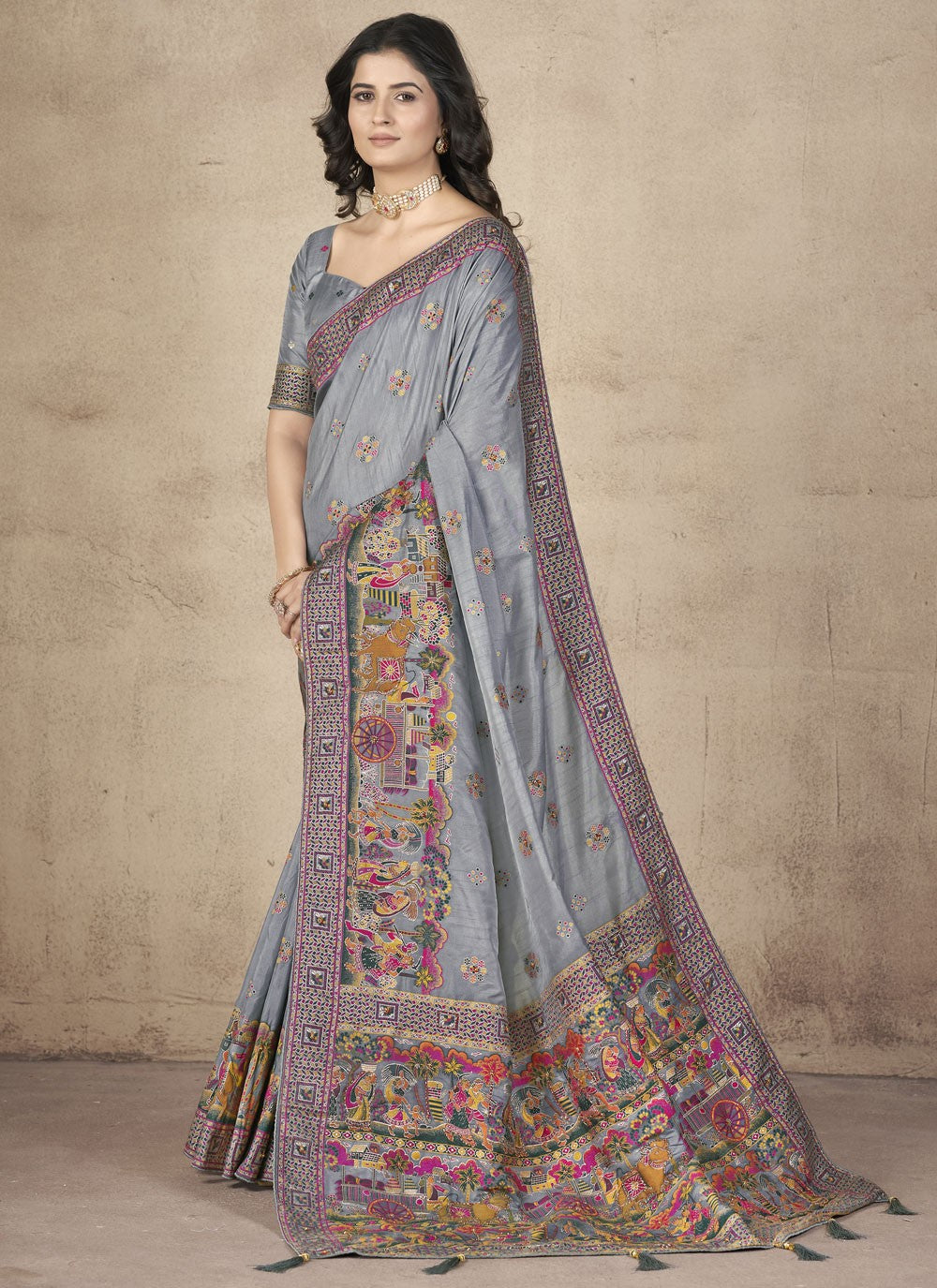 Classic Thread Pashmina Silk Saree - S9984