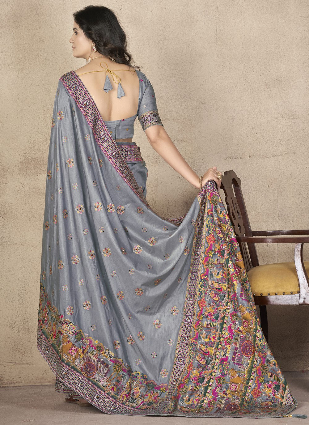 Classic Thread Pashmina Silk Saree - S9984