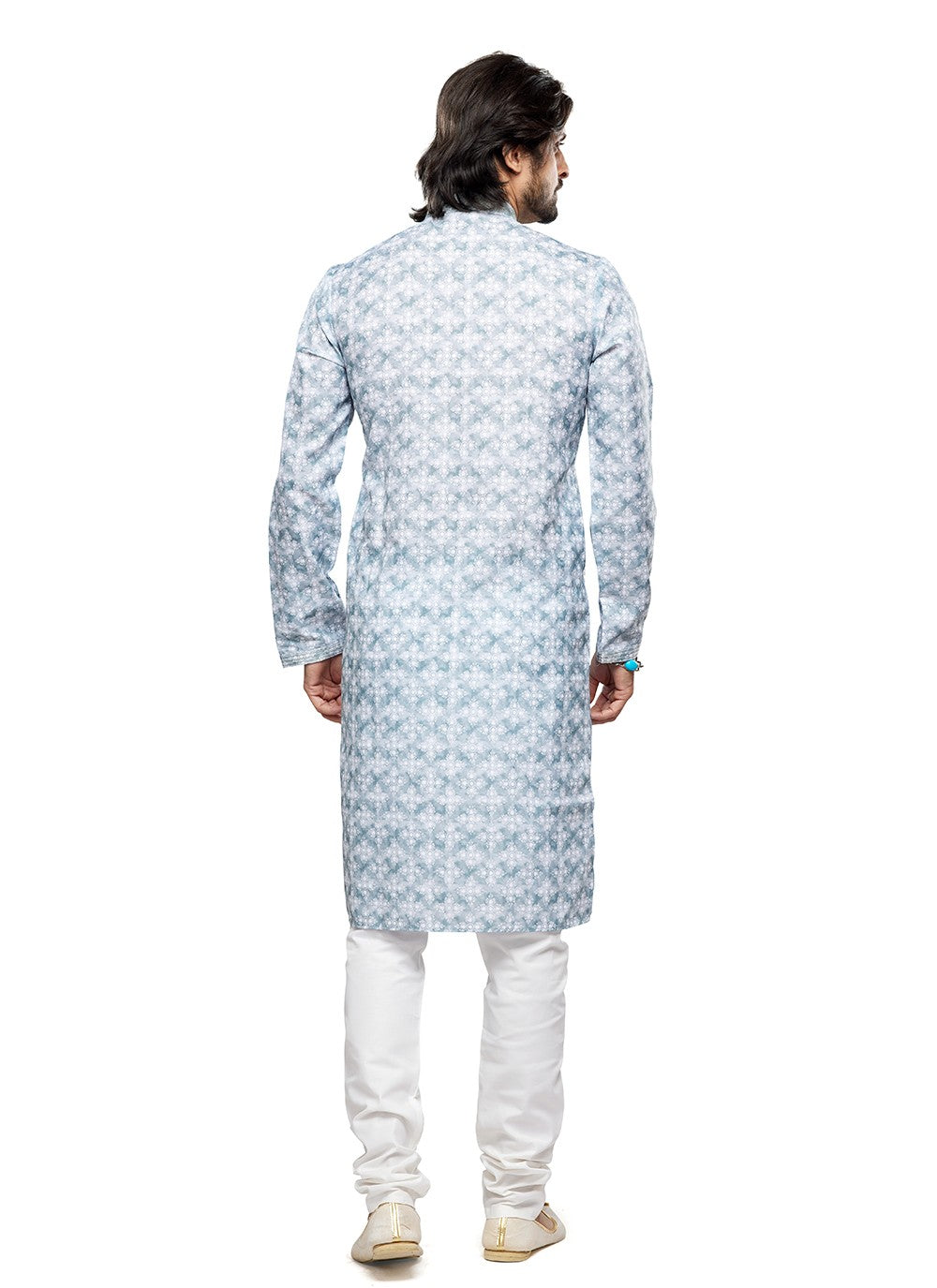 Digital Print Cotton Grey Kurta Pyjama - M6738