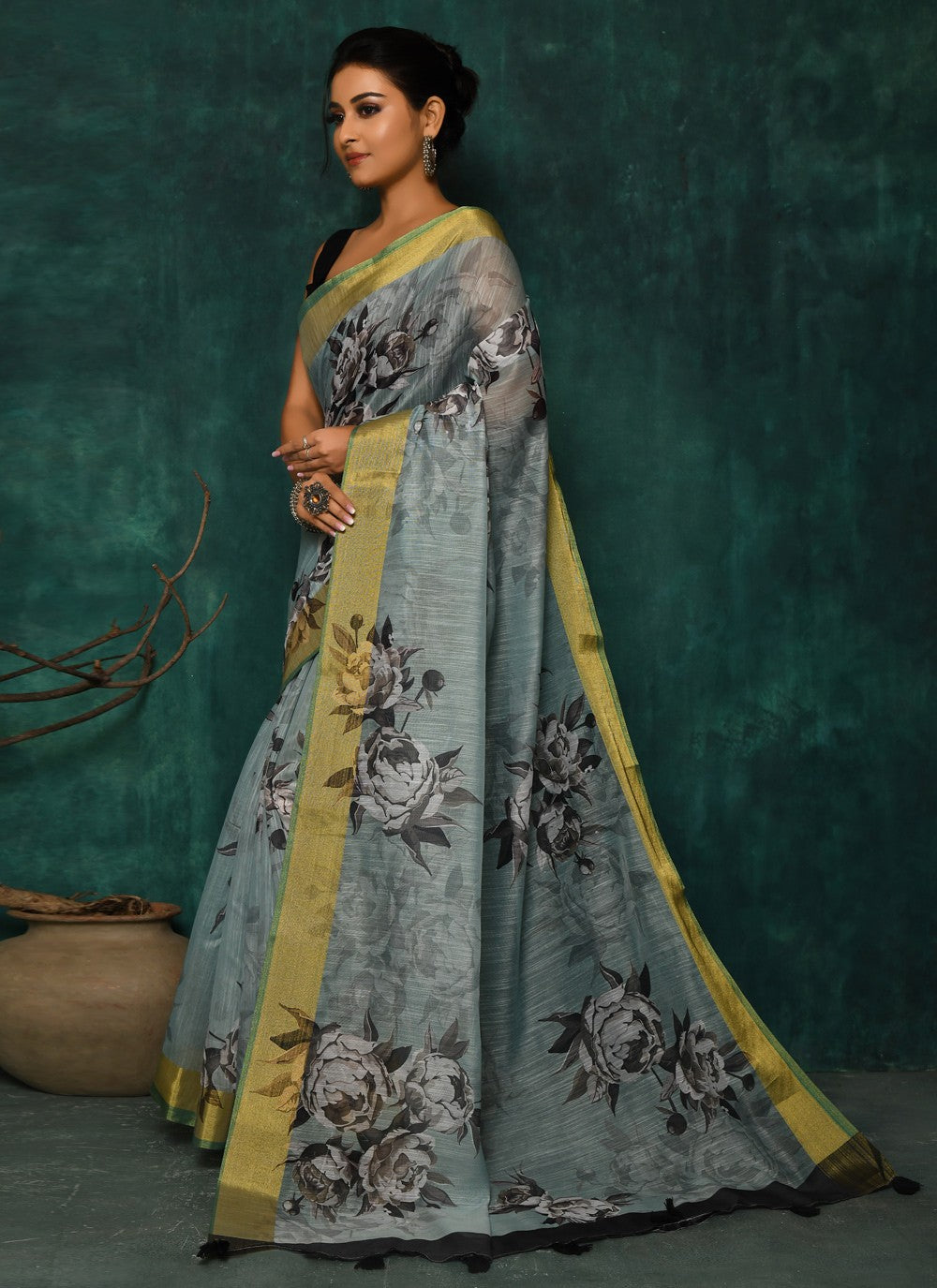 Classic Digital Print Faux Georgette Saree - S2174