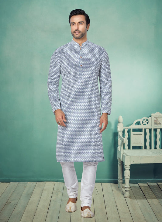 Embroidered Georgette Grey Kurta Pyjama - M4986