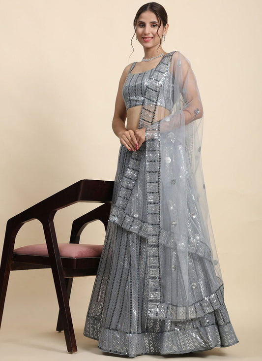 Embroidered Faux Georgette A - Line Lehenga - L2621