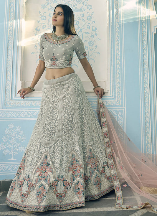 Thread Faux Georgette A - Line Lehenga - L0317