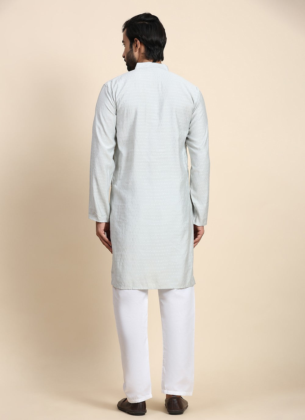 Plain Rayon, Viscose Grey Kurta Pyjama - M8434