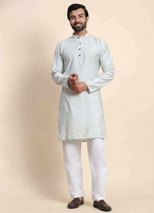 Plain Rayon, Viscose Grey Kurta Pyjama - M8434