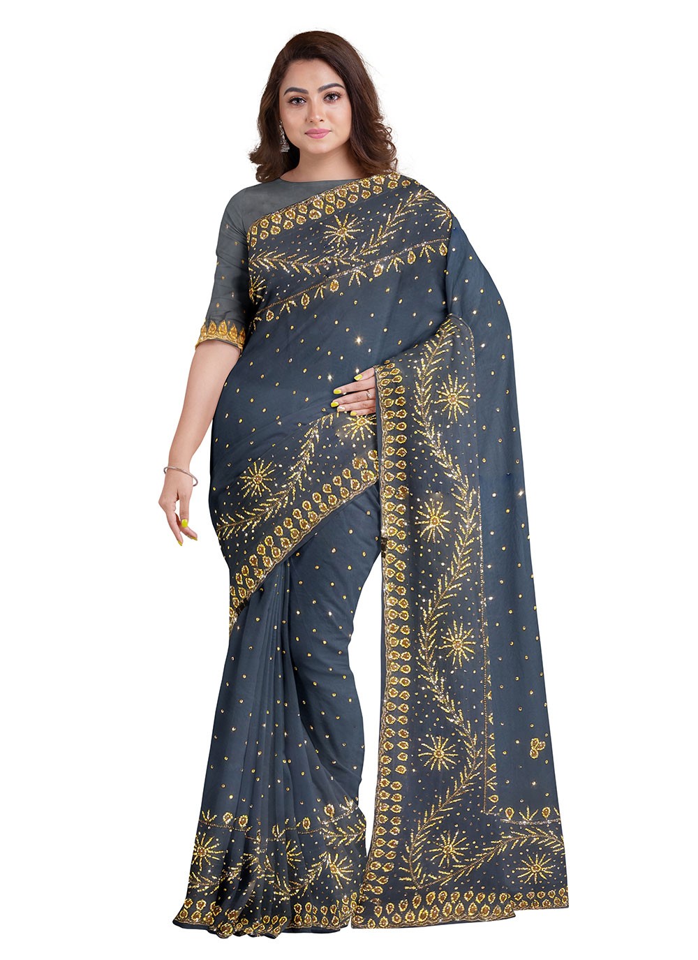 Classic Hand Embroidery Kanjivaram Silk Saree - S0803