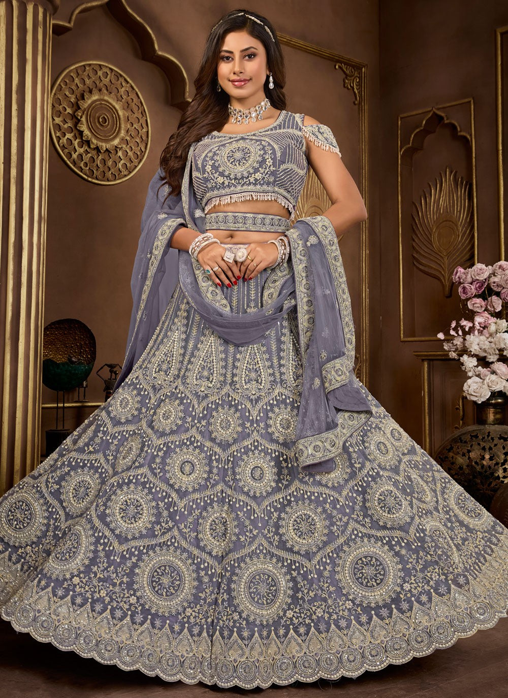 Embroidered Net Readymade Lehenga Choli - L2515