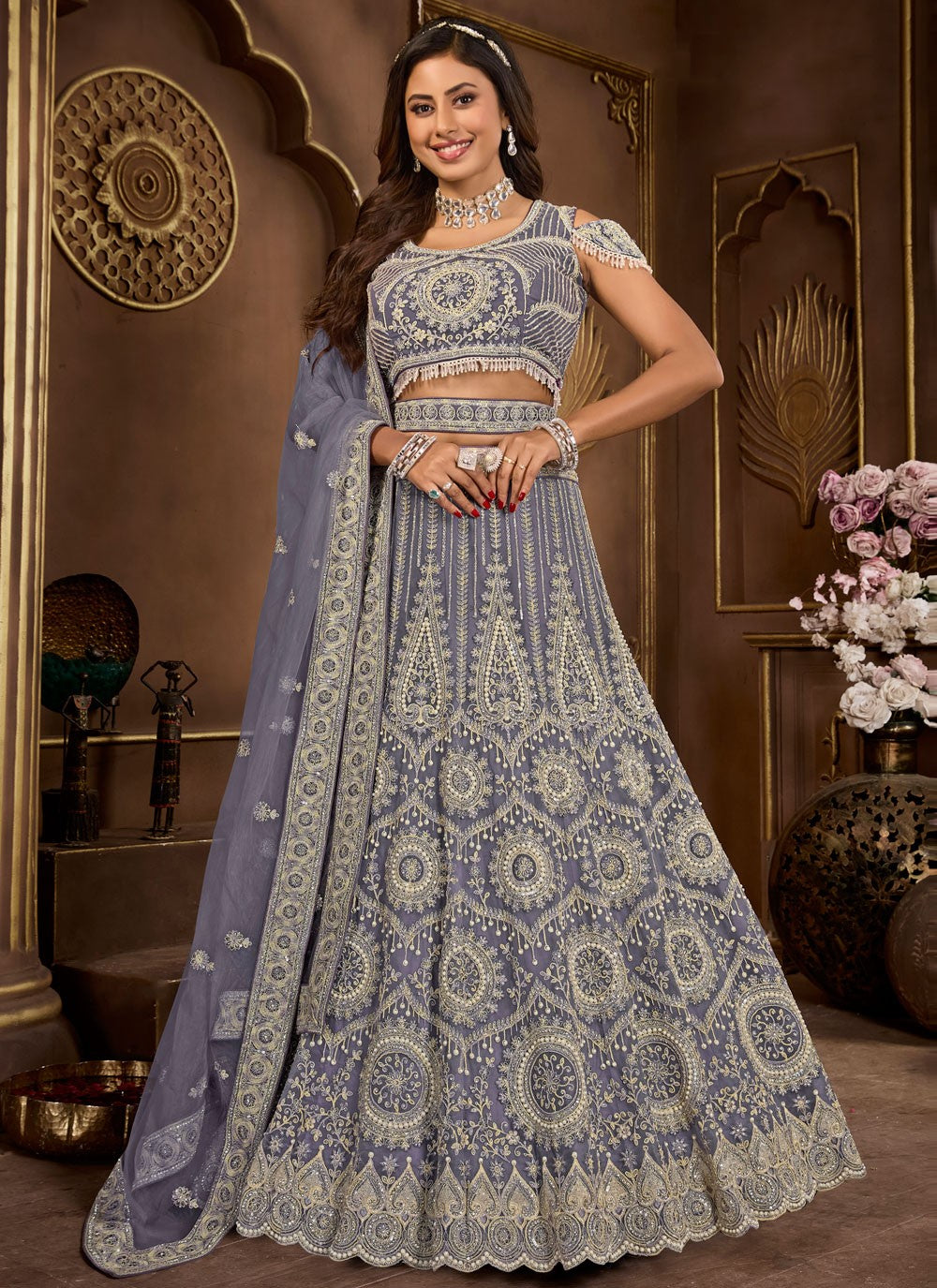 Embroidered Net Readymade Lehenga Choli - L2515