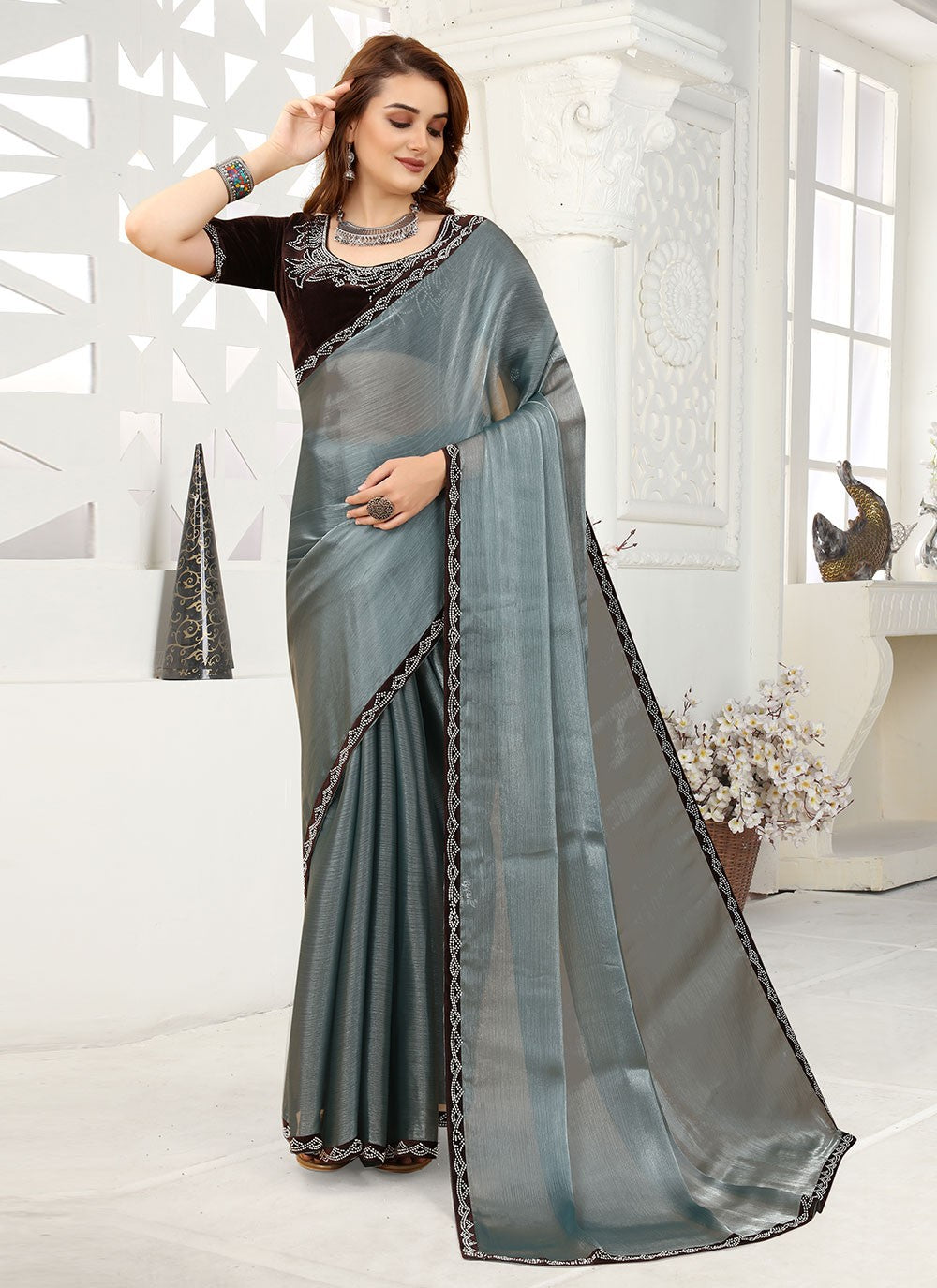 Classic Lace Organza Saree - S1634