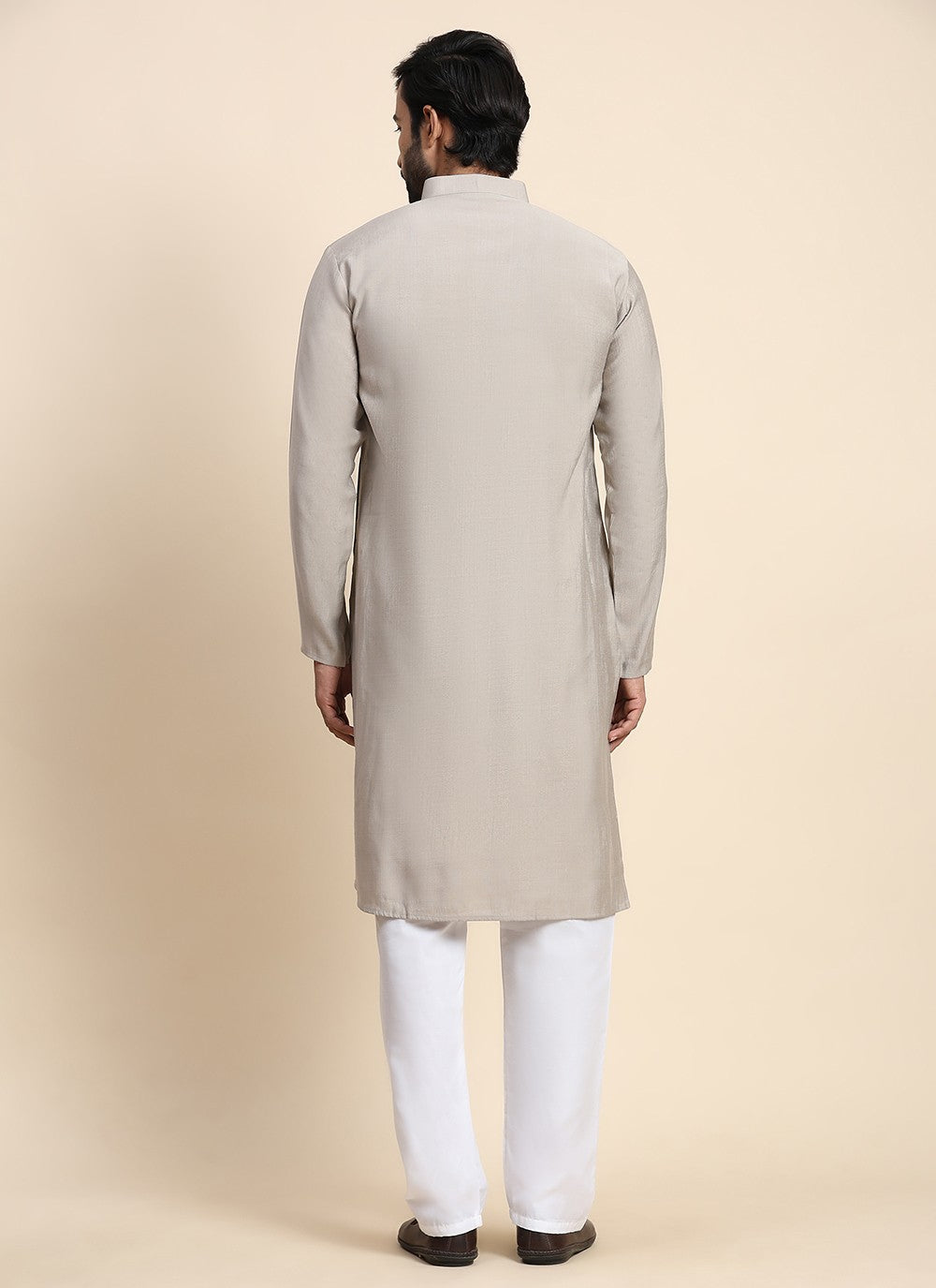 Plain Rayon, Viscose Grey Kurta Pyjama - M8431