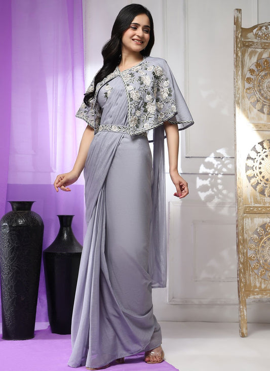 Classic Plain Chiffon Saree - S6491