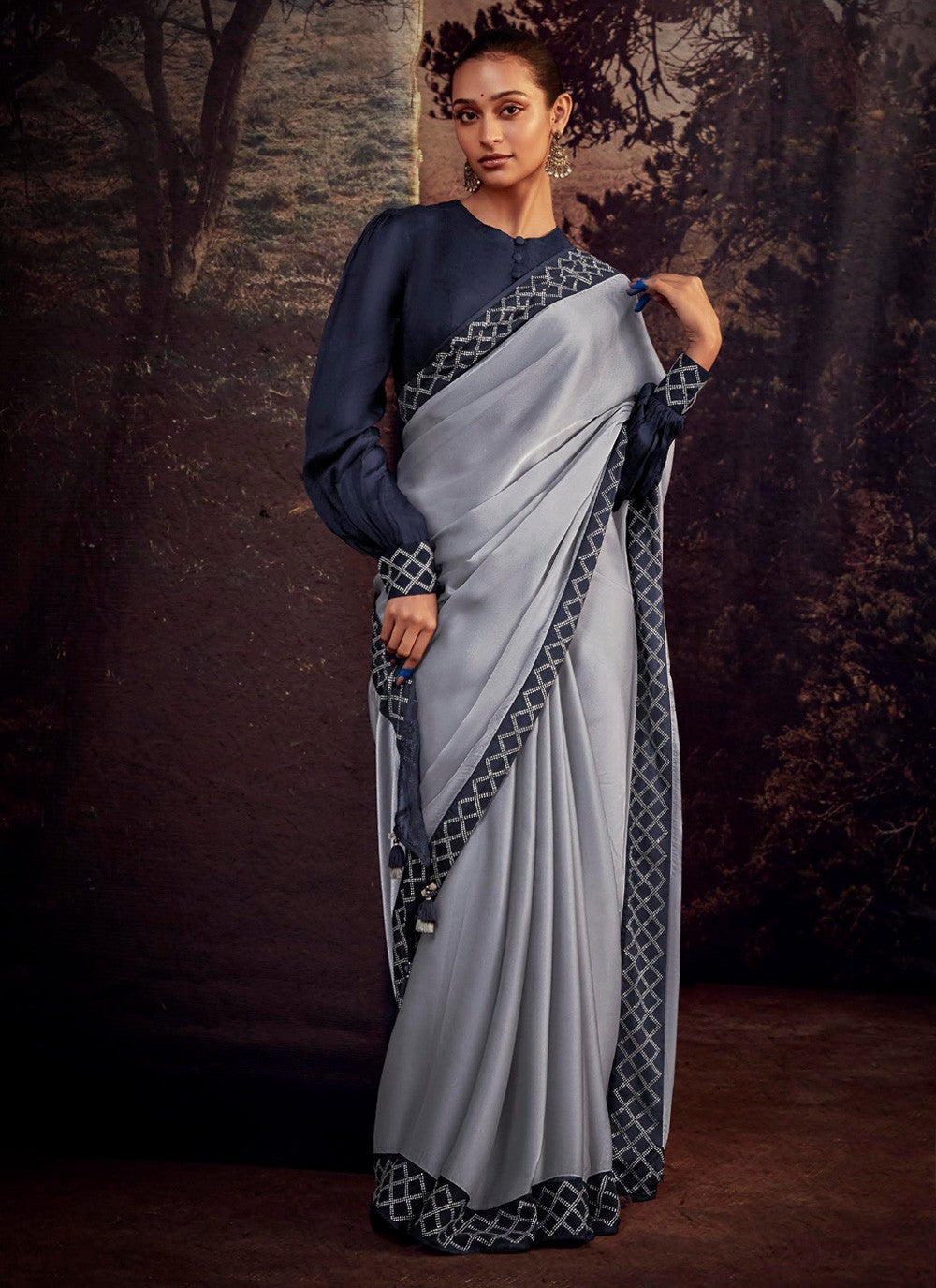 Trendy Border Work Fancy Fabric Saree - S3475