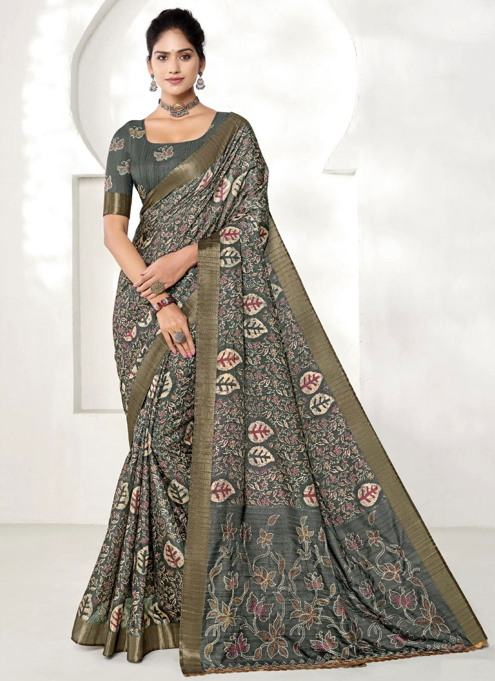 Classic Printed Art Silk Saree - S9203