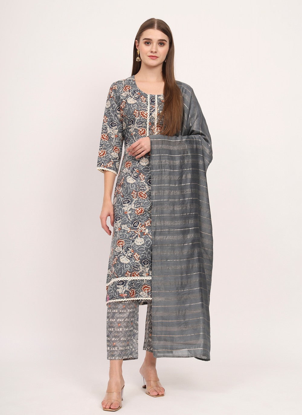 Printed Cotton Pant Style Suit - T4503