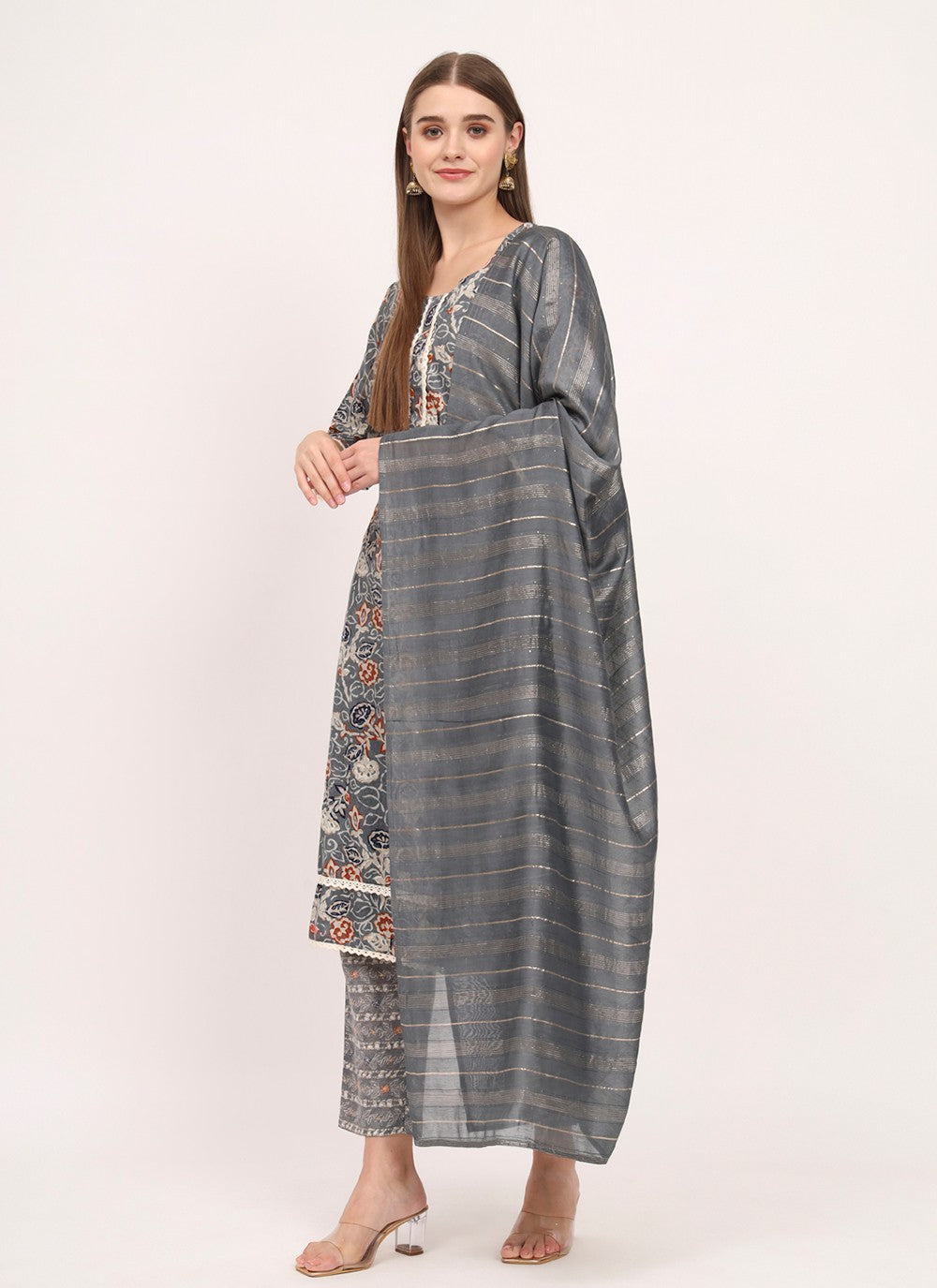 Printed Cotton Pant Style Suit - T4503