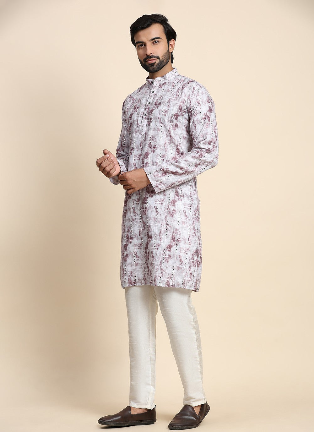 Embroidered Rayon, Viscose Grey Kurta Pyjama - M8447