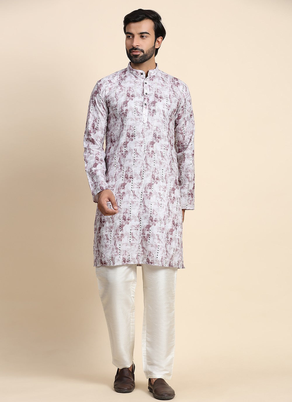 Embroidered Rayon, Viscose Grey Kurta Pyjama - M8447