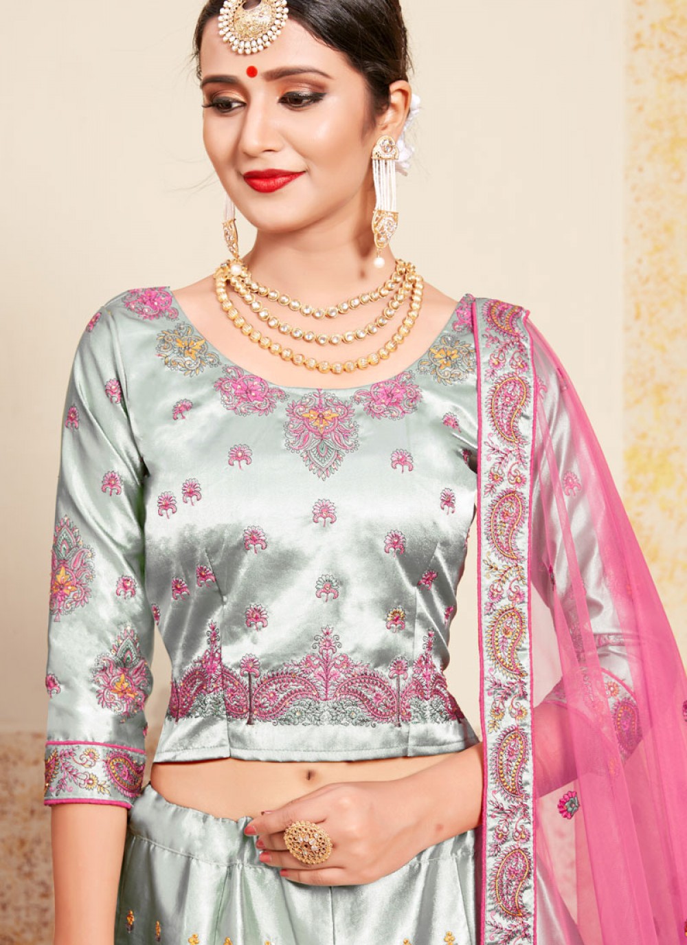 Swarovski Satin A - Line Lehenga - L0012