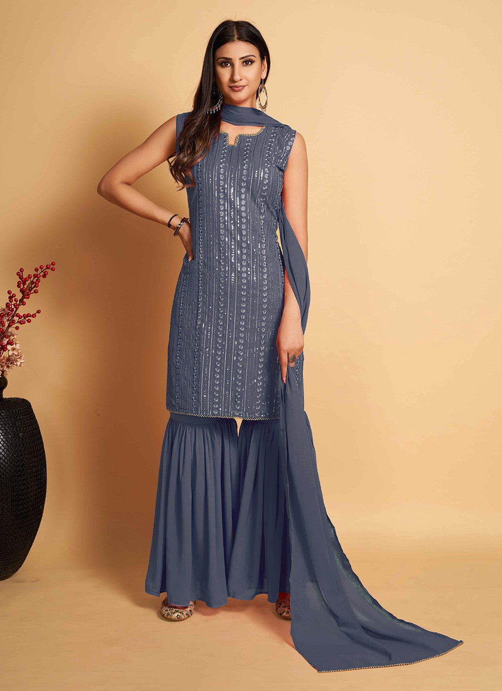 Georgette Palazzo Suit - T1188