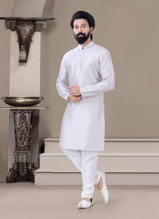 Strips Silk Grey Kurta Pyjama - M3467