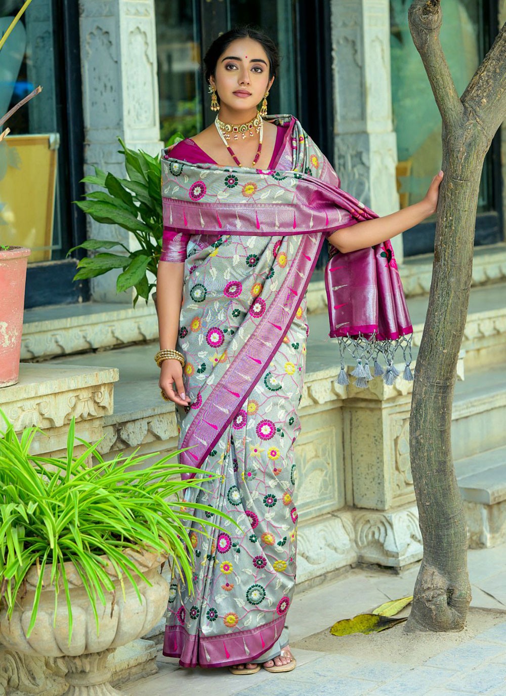 Classic Meenakari Kanjivaram Silk Saree - S4363