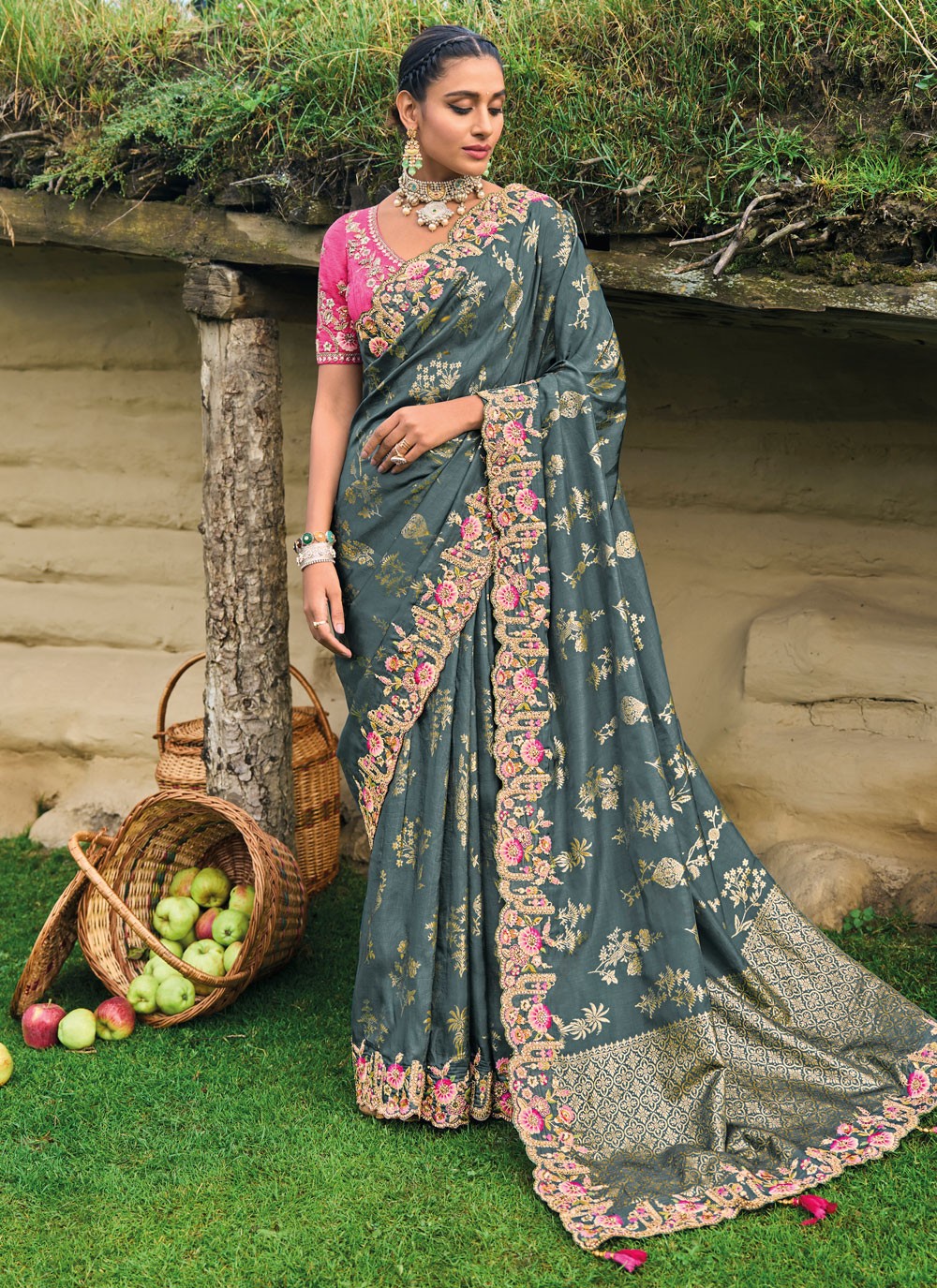 Classic Embroidered Silk Saree - S4410