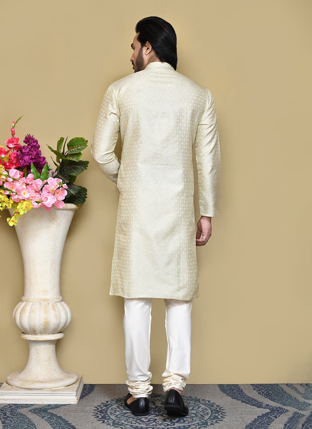 Woven Art Silk Grey Kurta Pyjama - M7827