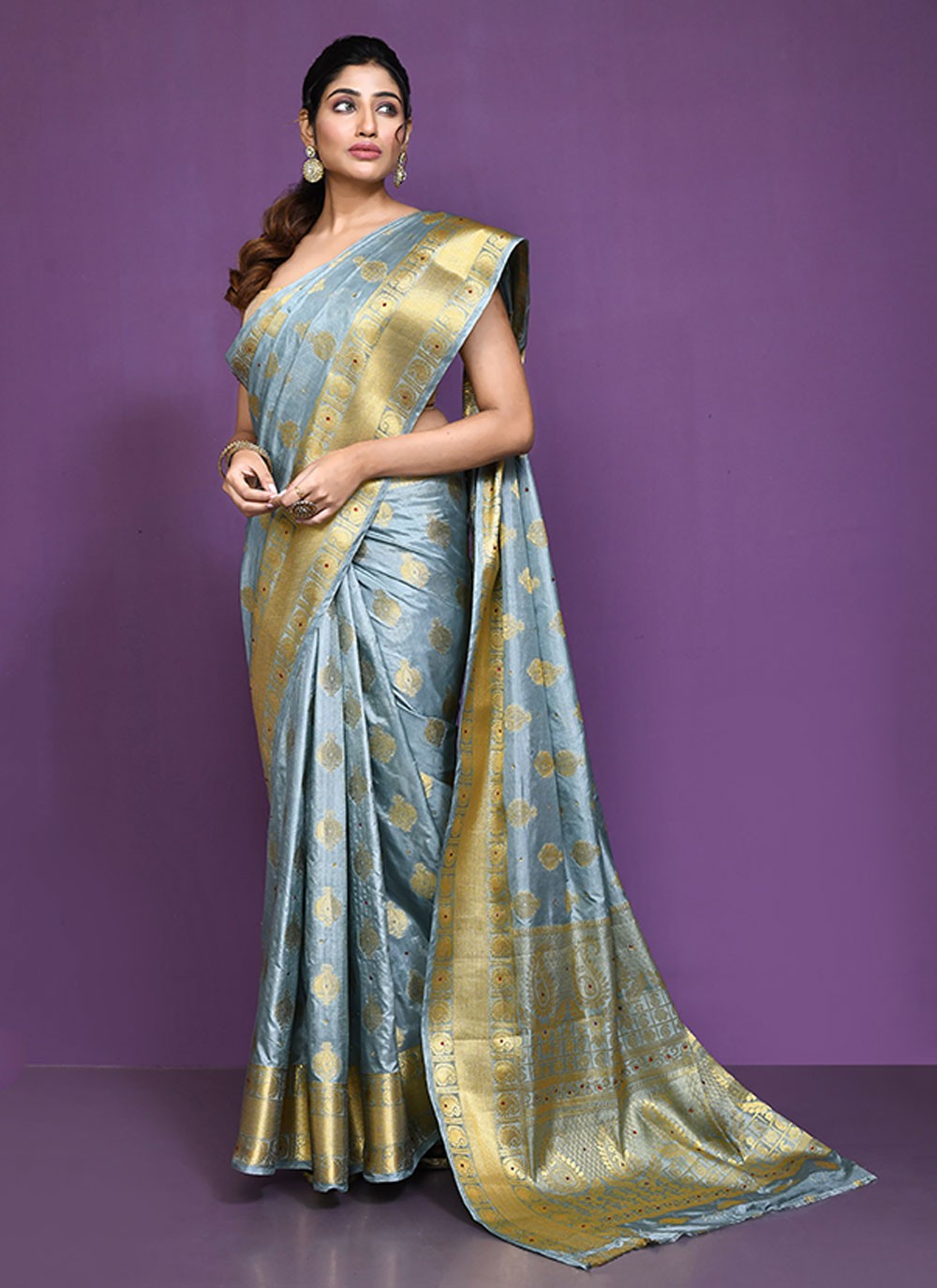 Classic Embroidered Shimmer Saree - S6521